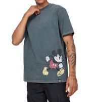 RE:COVERED X Disney T-shirt homme avec imprimé Mickey Mouse Chemise en coton au look batik Chemise à col rond Bleu foncé, bleu batik ou gris