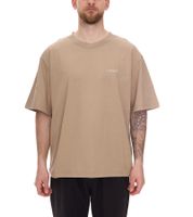 T-shirt homme STONES, chemise moderne en coton, chemise à manches courtes 240 g/m² avec col rond et logo brodé, coupe oversize, marron clair
