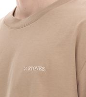 T-shirt homme STONES, chemise moderne en coton, chemise à manches courtes 240 g/m² avec col rond et logo brodé, coupe oversize, marron clair