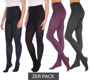 2er Pack ROGO X LAVANA Damen Baumwoll-Strumpfhose bequeme Strumpf-Hose 542819 Schwarz/Grau oder Schwarz/Lila