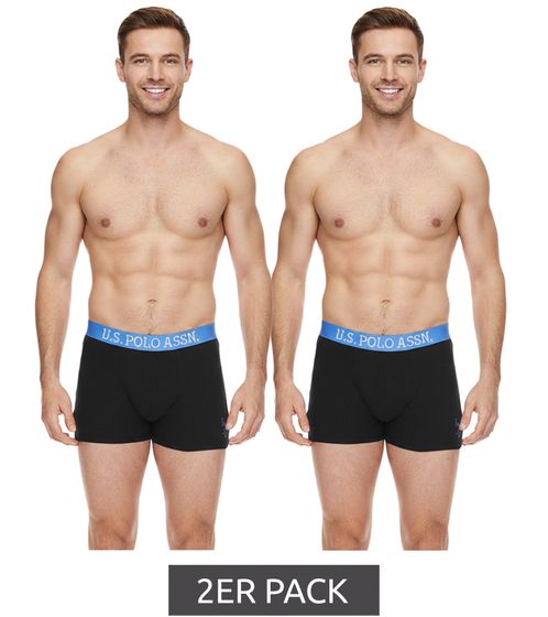 2er Pack U.S. POLO ASSN. Herren Boxershorts atmungsaktive Baumwoll-Unterhose Unterwäsche 011601_US16133_02 999 Schwarz/Hellblau