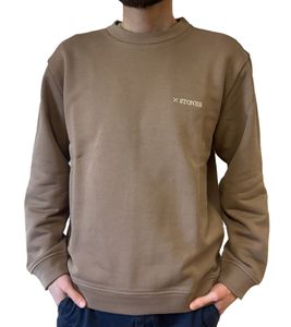 Pull homme STONES en coton, col rond, oversize, 400 g/m², marron Pull homme STONES en coton, col rond, oversize, 400 g/m², marron