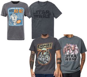 RE:COVERED X STAR WARS Men's T-Shirt with Skywalker Saga/R2D2 or The Empire Strikes Back Print. Cotton T-Shirt, Short-Sleeved Shirt, Dark Gray. RE:COVERED X STAR WARS Men's T-Shirt with Skywalker Saga/R2D2 or The Empire Strikes Back Print. Cotton T-Shirt, Short-Sleeved Shirt, Dark Gray.