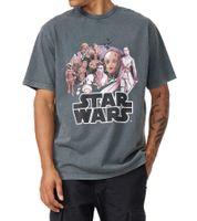 T-shirt homme RE:COVERED X STAR WARS imprimé avec imprimé Skywalker Saga/R2D2 ou L'Empire contre-attaque T-shirt en coton à manches courtes Gris foncé