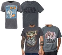 T-shirt homme RE:COVERED X STAR WARS imprimé avec imprimé Skywalker Saga/R2D2 ou L'Empire contre-attaque T-shirt en coton à manches courtes Gris foncé