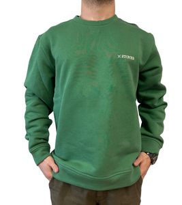 STONES men's sweatshirt made of cotton, cool oversized pullover 400gsm, modern shirt with round neck and embroidered logo, green STONES men's sweatshirt made of cotton, cool oversized pullover 400gsm, modern shirt with round neck and embroidered logo, green