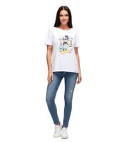 RE:COVERED X Disney Women's Sustainable T-Shirt with Mickey Mouse Print in Pastel Colors. Cotton T-Shirt, Crew Neck, RCDIF207, White or Black