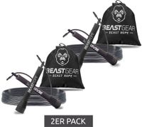 2er Pack BEASTGEAR Springseil 2,8m Speed-Fitness-Springseil aus Stahl leicht und verstellbar Trainingsgerät Boxen MMA HIIT-Workout Schwarz 2er Pack BEASTGEAR Springseil 2,8m Speed-Fitness-Springseil aus Stahl leicht und verstellbar Trainingsgerät Boxen MMA HIIT-Workout Schwarz