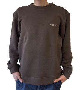 STONES Men's Sweater Cotton Sweater Round Neck Sweater Oversized Sweater 400gsm Sweatshirt Brown STONES Men's Sweater Cotton Sweater Round Neck Sweater Oversized Sweater 400gsm Sweatshirt Brown