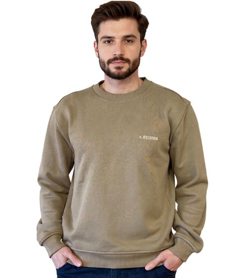 Maglione da uomo STONES 400gsm girocollo dal taglio oversize e realizzato in cotone marrone chiaro