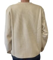 Pull gaufré en coton gaufré pour homme STONES, col rond surdimensionné, 400 g/m², beige