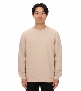 STONES men's oversized sweater, modern cotton sweater with round neck, sweatshirt 400gsm with logo embroidery, beige STONES men's oversized sweater, modern cotton sweater with round neck, sweatshirt 400gsm with logo embroidery, beige