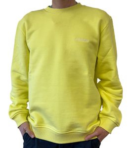 Pull homme STONES en coton, col rond, coupe ample, 400 g/m², jaune vif