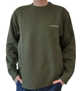 STONES Waffle Men's Cotton Waffle Sweatshirt Oversized Crew Neck 400gsm Long Sleeve Khaki STONES Waffle Men's Cotton Waffle Sweatshirt Oversized Crew Neck 400gsm Long Sleeve Khaki