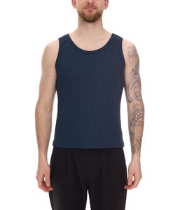 Débardeur homme STONES, chemise moderne en coton, haut col rond, chemise musclée avec structure en maille côtelée, maillot de corps, bleu foncé