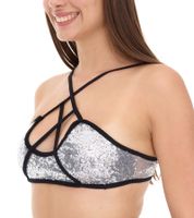 ROCKUPY Damen Tank-Top mit glitzerndem BH Sommer-Shirt Rundhals-Top W100102018 Schwarz