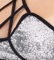 ROCKUPY Damen Tank-Top mit glitzerndem BH Sommer-Shirt Rundhals-Top W100102018 Schwarz