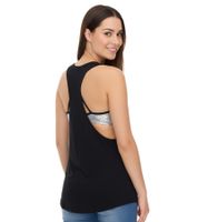 ROCKUPY Women's Tank Top with Glitter Bra, Summer Shirt, Round Neck Top, W100102018 Black