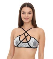 ROCKUPY Women's Tank Top with Glitter Bra, Summer Shirt, Round Neck Top, W100102018 Black