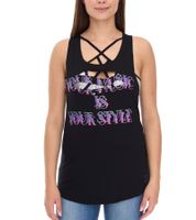 ROCKUPY Damen Tank-Top mit glitzerndem BH Sommer-Shirt Rundhals-Top W100102018 Schwarz