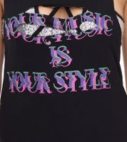 ROCKUPY Damen Tank-Top mit glitzerndem BH Sommer-Shirt Rundhals-Top W100102018 Schwarz