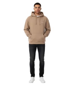 Sweat à capuche oversize pour homme STONES, sweat à capuche moderne en coton 400 g/m² avec capuche et logo brodé, marron clair