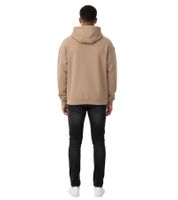 STONES men's oversized hoodie, modern 400gsm cotton hoodie with hood and logo embroidery, light brown