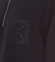 STONES Herren Pullover  Oversized-Zipper moderner Baumwoll-Zipper Troyer 400gsm mit Stehkragen mit Logo-Stickerei Schwarz