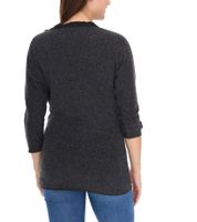 Sweat-shirt en coton pour femme ROCKUPY, col en V, manches 1/2, gris W0418001