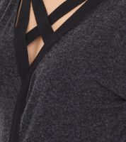 Sweat-shirt en coton pour femme ROCKUPY, col en V, manches 1/2, gris W0418001