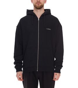 Veste sweat homme STONES, veste à capuche moderne avec logo brodé, veste en coton 400 g/m² avec fermeture éclair, coupe oversize, noir