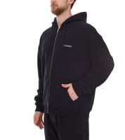 Veste sweat homme STONES, veste à capuche moderne avec logo brodé, veste en coton 400 g/m² avec fermeture éclair, coupe oversize, noir