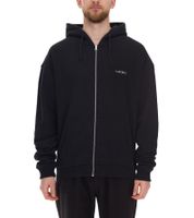 Veste sweat homme STONES, veste à capuche moderne avec logo brodé, veste en coton 400 g/m² avec fermeture éclair, coupe oversize, noir