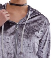 Cardigan en velours brillant pour femme ROCKUPY, veste sweat à capuche, RPW20_040201, gris