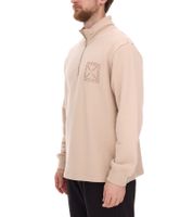 Pull homme STONES avec zip, pull col roulé moderne avec col montant, pull en coton 400 g/m² avec broderie logo, coupe oversize, beige Pull homme STONES avec zip, pull col roulé moderne avec col montant, pull en coton 400 g/m² avec broderie logo, coupe oversize, beige