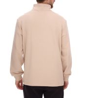 Pull homme STONES avec zip, pull col roulé moderne avec col montant, pull en coton 400 g/m² avec broderie logo, coupe oversize, beige Pull homme STONES avec zip, pull col roulé moderne avec col montant, pull en coton 400 g/m² avec broderie logo, coupe oversize, beige