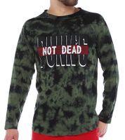 ROCKUPY Men's Long-Sleeve Thin Cotton Sweater with "Punk's not Dead" Print 393820 Green/Black