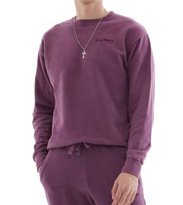 ROCKUPY Men's Cotton Sweatshirt with Logo Embroidery, Crew Neck, UNI-400201, Mauve/Purple