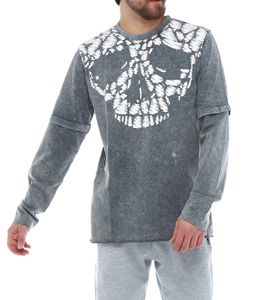 ROCKUPY Men's Cotton Sweater with Skull Design Everyday Sweater 393629 Gray ROCKUPY Men's Cotton Sweater with Skull Design Everyday Sweater 393629 Gray