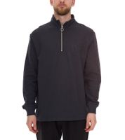 STONES Herren Pullover Oversized-Half-Zipper moderner Baumwoll-Half-Zipper Troyer 400gsm mit Stehkragen mit Logo-Stickerei Dunkel-Grau oder Schwarz