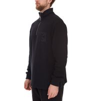 STONES Herren Pullover Oversized-Half-Zipper moderner Baumwoll-Half-Zipper Troyer 400gsm mit Stehkragen mit Logo-Stickerei Dunkel-Grau oder Schwarz