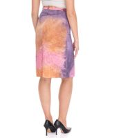 Jupe femme ROCKUPY à motif batik, jupe en jean colorée, jupe droite d'été, jupe midi avec fente RPW20_040901 917 Violet/Orange/Rose