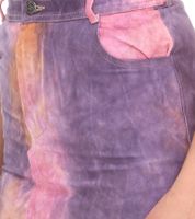 Jupe femme ROCKUPY à motif batik, jupe en jean colorée, jupe droite d'été, jupe midi avec fente RPW20_040901 917 Violet/Orange/Rose