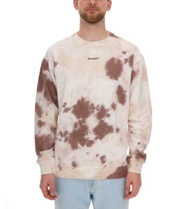 Pull en coton pour homme ROCKUPY avec logo brodé en look batik, col rond, UNI-400200 crème-marron