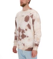 Pull en coton pour homme ROCKUPY avec logo brodé en look batik, col rond, UNI-400200 crème-marron
