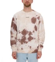 Pull en coton pour homme ROCKUPY avec logo brodé en look batik, col rond, UNI-400200 crème-marron