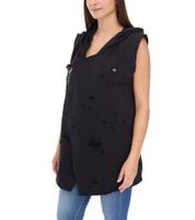 ROCKUPY Women's Modern Cotton Vest with Holes, Hooded Jacket, 344889 Black