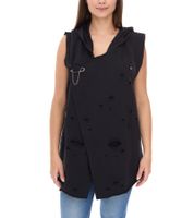 ROCKUPY Women's Modern Cotton Vest with Holes, Hooded Jacket, 344889 Black