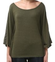 Sweat-shirt femme ROCKUPY en coton à manches courtes et mancherons 330635 Kaki