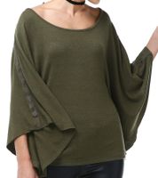 Sweat-shirt femme ROCKUPY en coton à manches courtes et mancherons 330635 Kaki